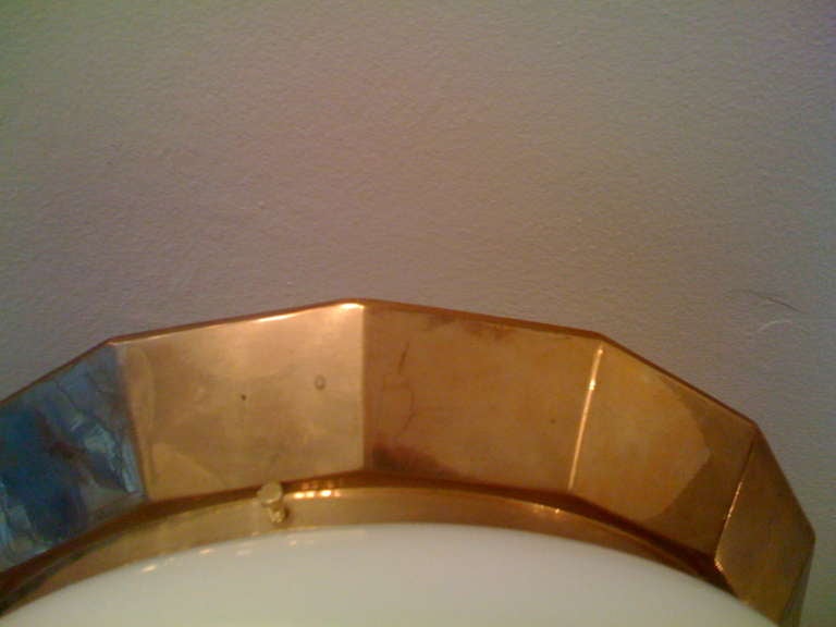 Brass Austrian Secessionist Flush Ceiling Light