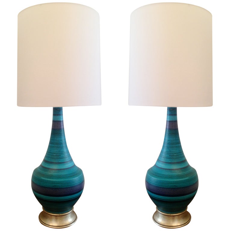 Pair of Large Italian 60's Pottery Lamps