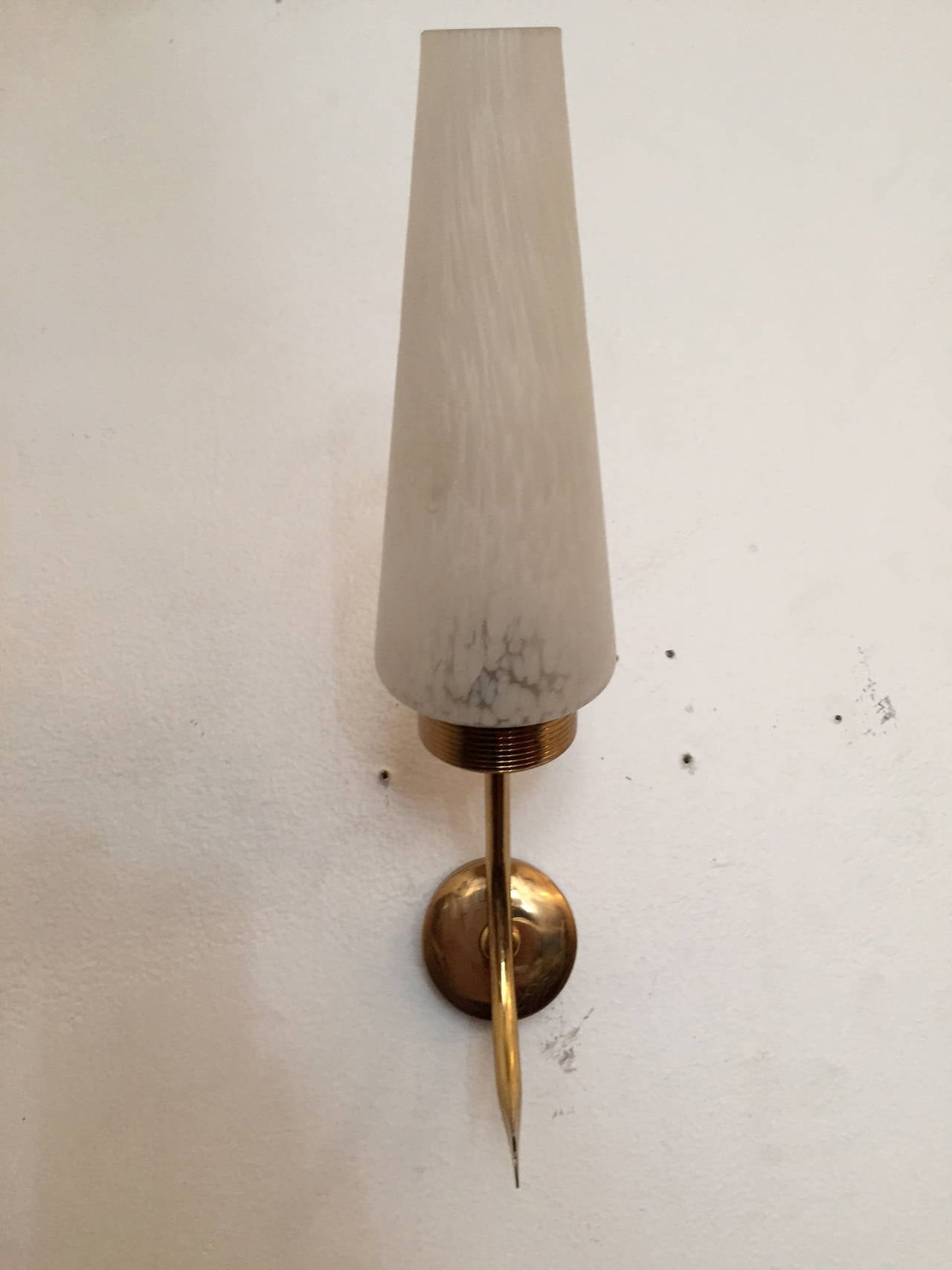 Polished Pair of French 1950s Wall Lights