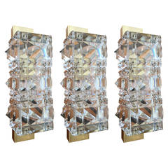 Three Austrian Kinkeldey Crystal Wall Lights