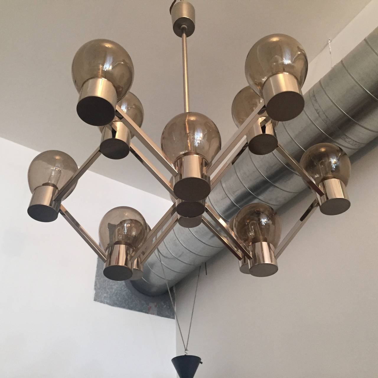 Chrome German Space Age Chandelier For Sale