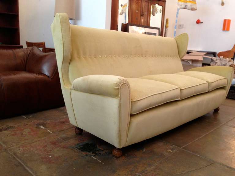 Cotton Italian Moderne 1940s Sofa