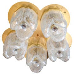 Doria Glass 1950s Flush Ceiling Light