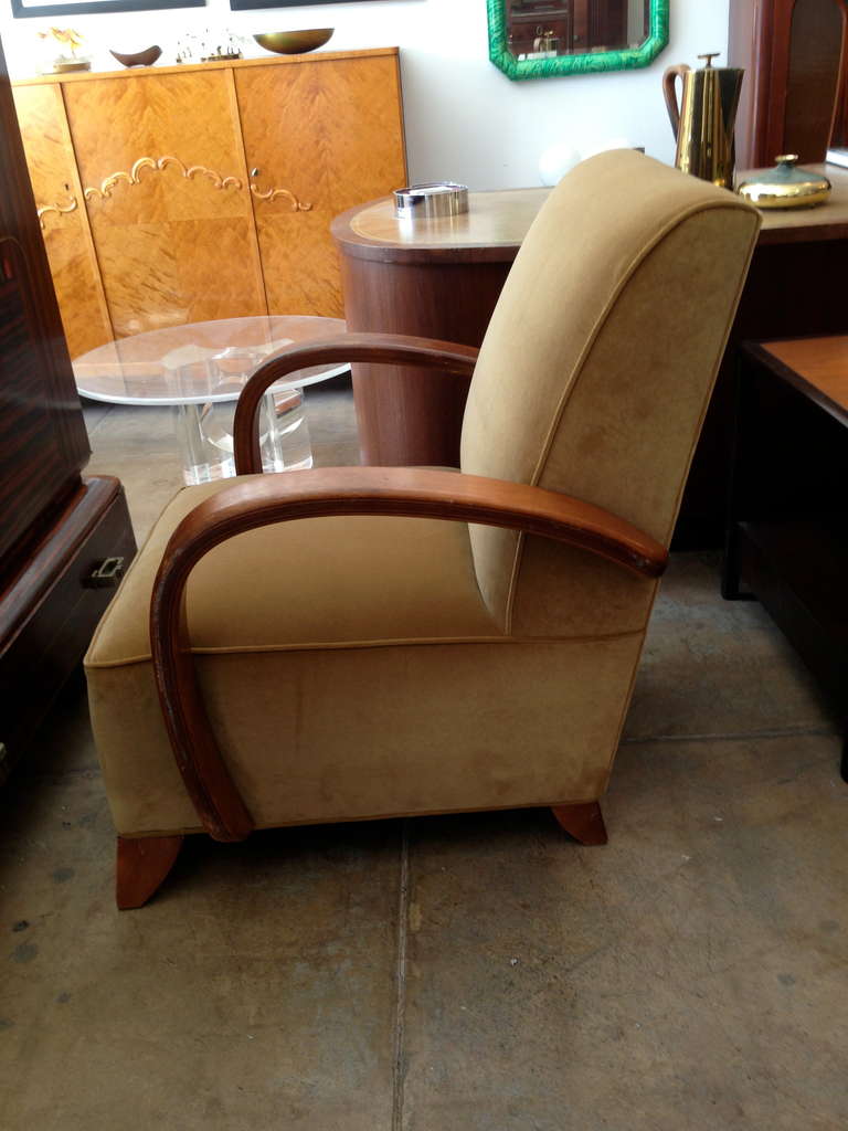 Cotton Pair of French Art Deco Club Chairs