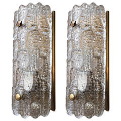 Pair of Swedish Orrefors Glass Sconces