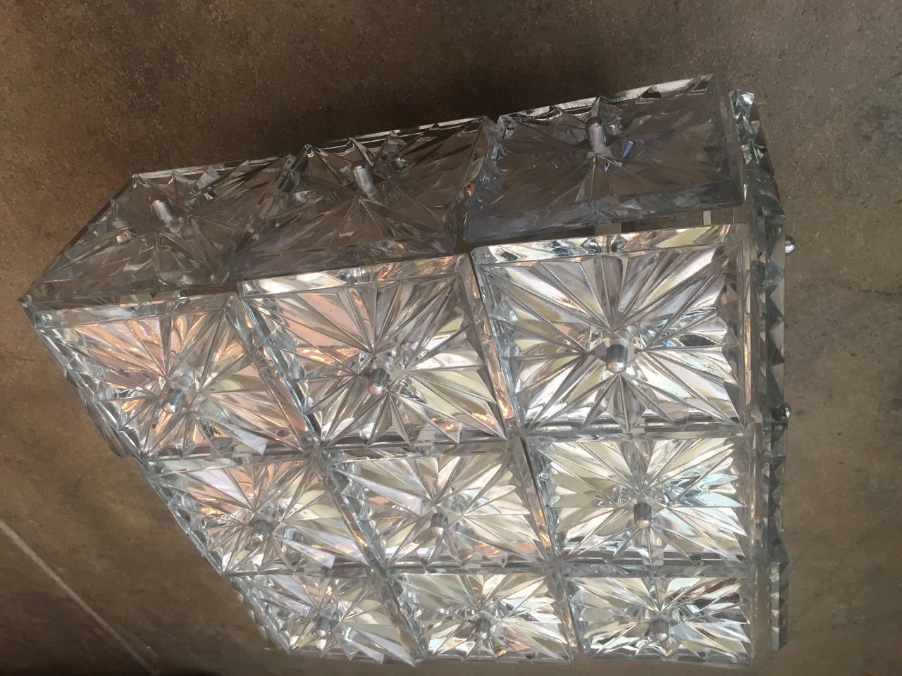 Mid-Century Modern Kinkeldey Crystal Flush Light