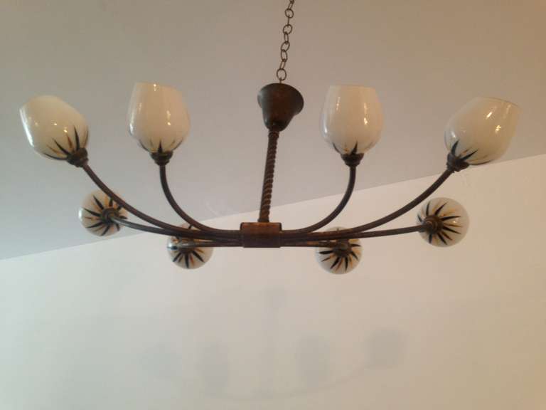Mid-20th Century French 1940s Moderne Chandelier
