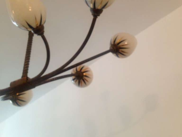 French 1940s Moderne Chandelier 2