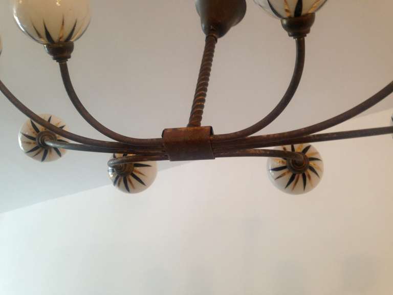 French 1940s Moderne Chandelier 1