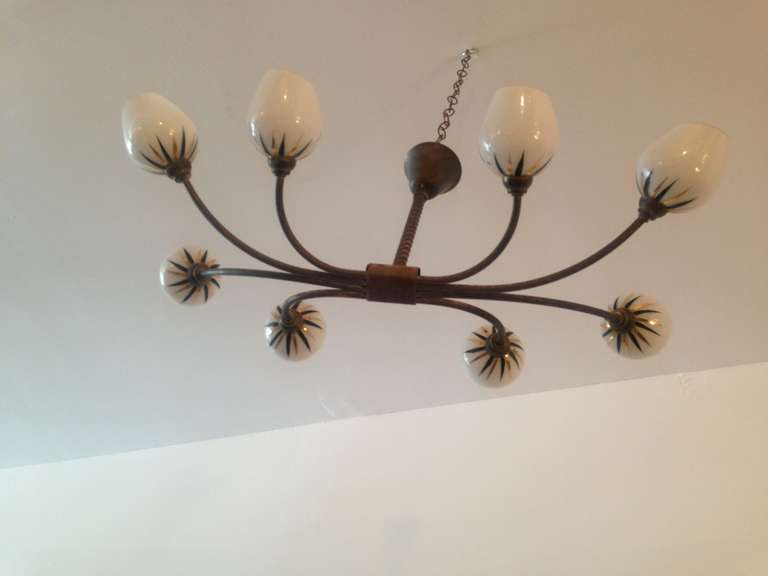 French 1940s Moderne Chandelier In Good Condition In New York, NY