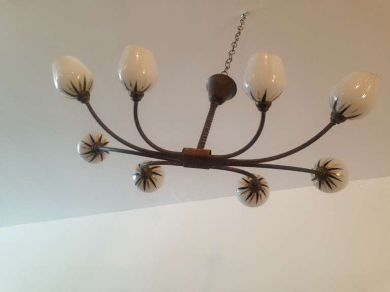 French 1940s Moderne Chandelier 4