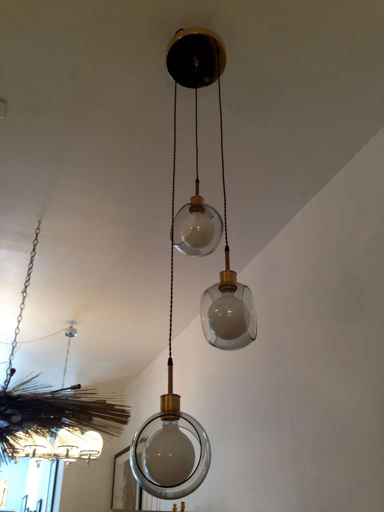 Brass Italian Mid-Century Ceiling Light For Sale