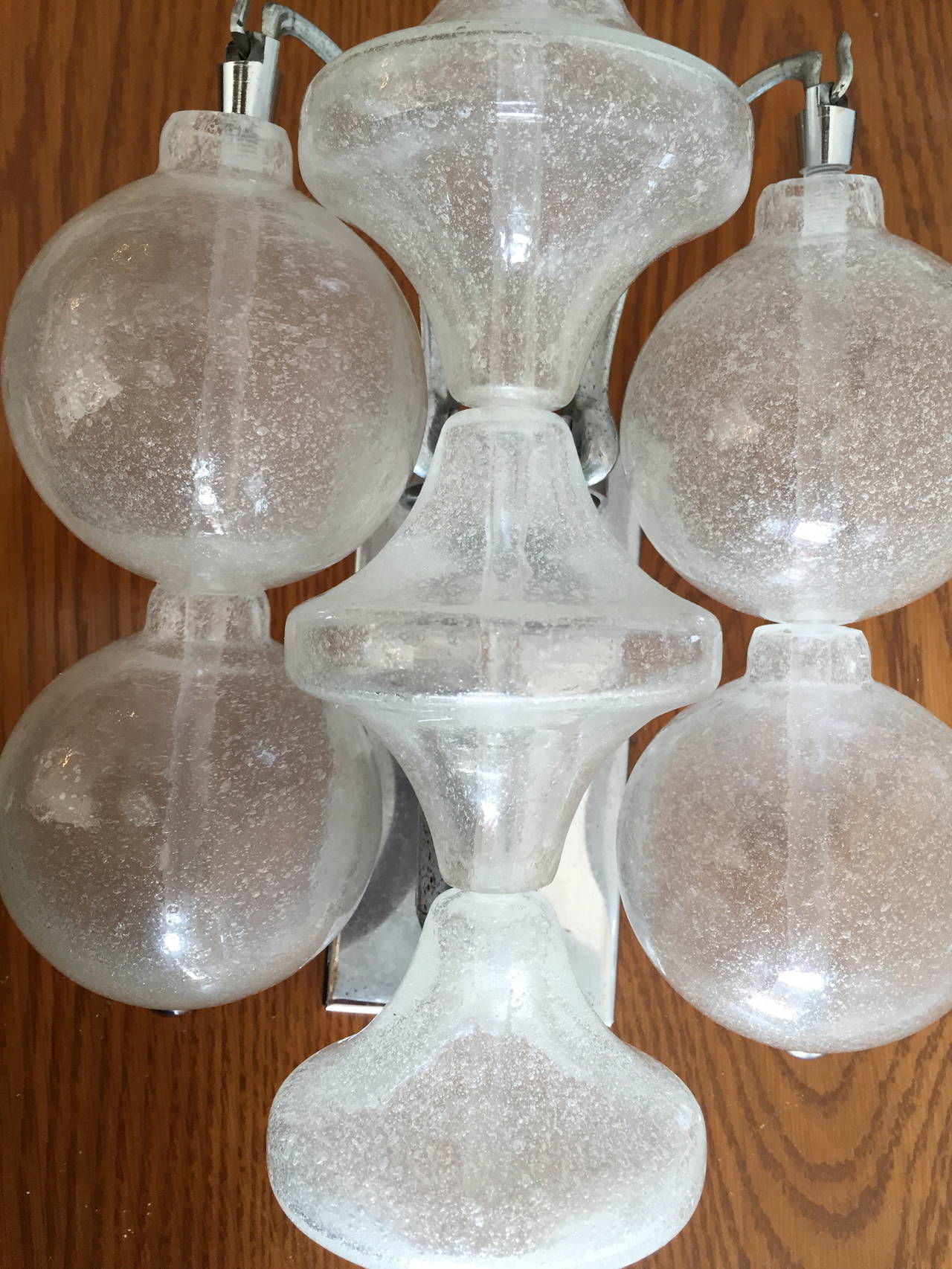 Set of Three Kalmar Glass Sconces In Excellent Condition In New York, NY