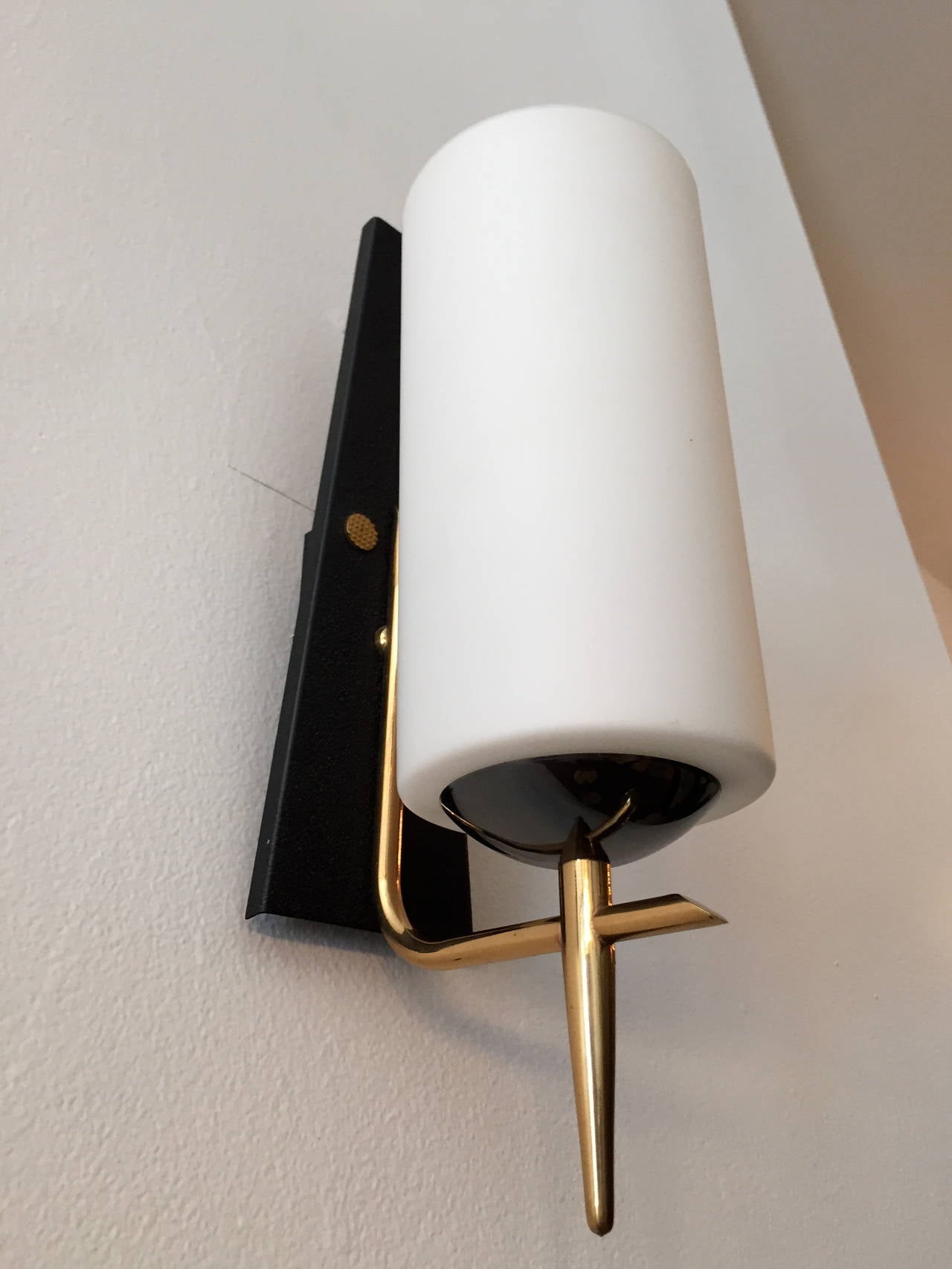 Mid-20th Century Pair of 60s French Moderne Wall Sconces