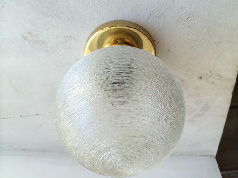 Brass Pair of Doria Glass Wall or Ceiling Lights