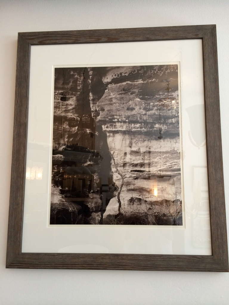 An original signed silver gelatin vintage print by American photographer, Chuck Henningsen. Signed on the front and with the studio stamp on the back. The image is 19" x 15" and includes the distressed gray frame. 

Chuck uses