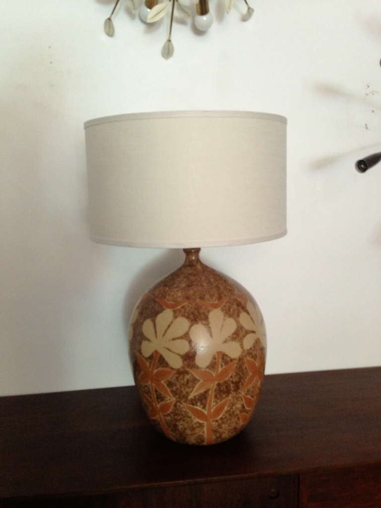 Mid-Century Modern Pair of Large 1970s Earthenware Table Lamps