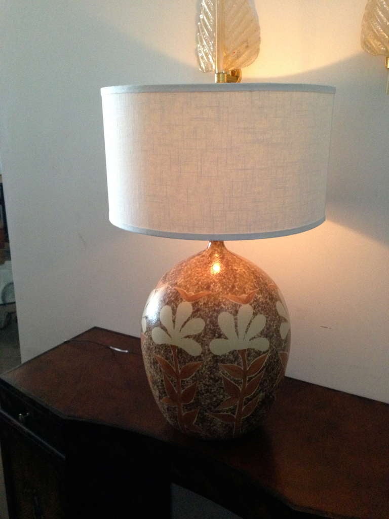 Ceramic Pair of Large 1970s Earthenware Table Lamps