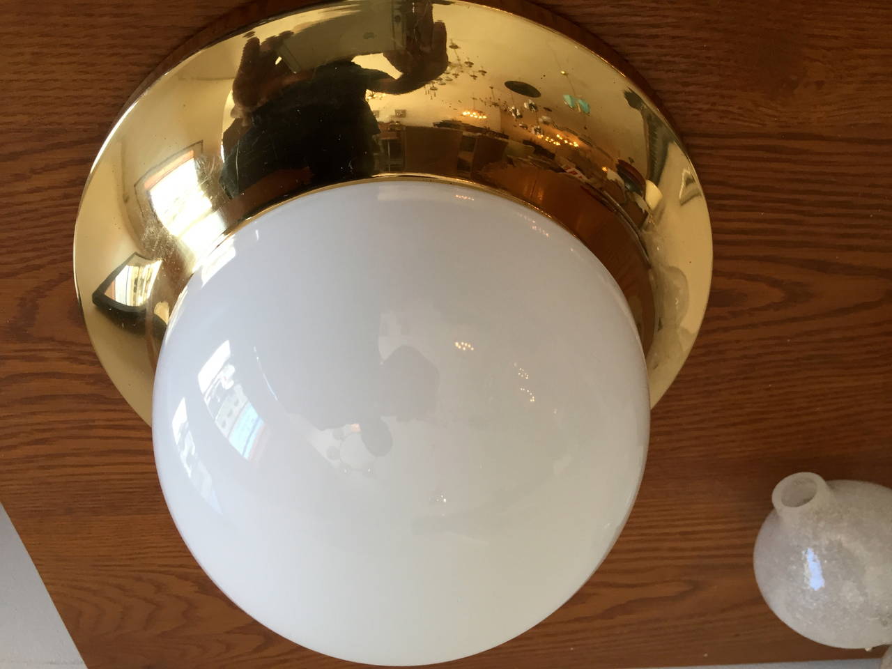 Brass Space Age Austrian Flush Light For Sale