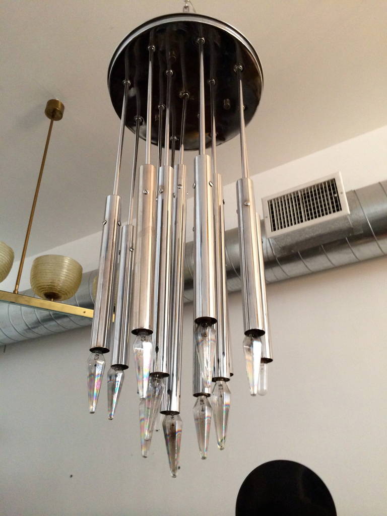 A Space Age Italian, 1960s polished chrome thirteen-light fixture.