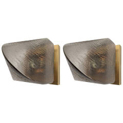 Pair of Peill and Putzler Glass, 1970s Sconces 4