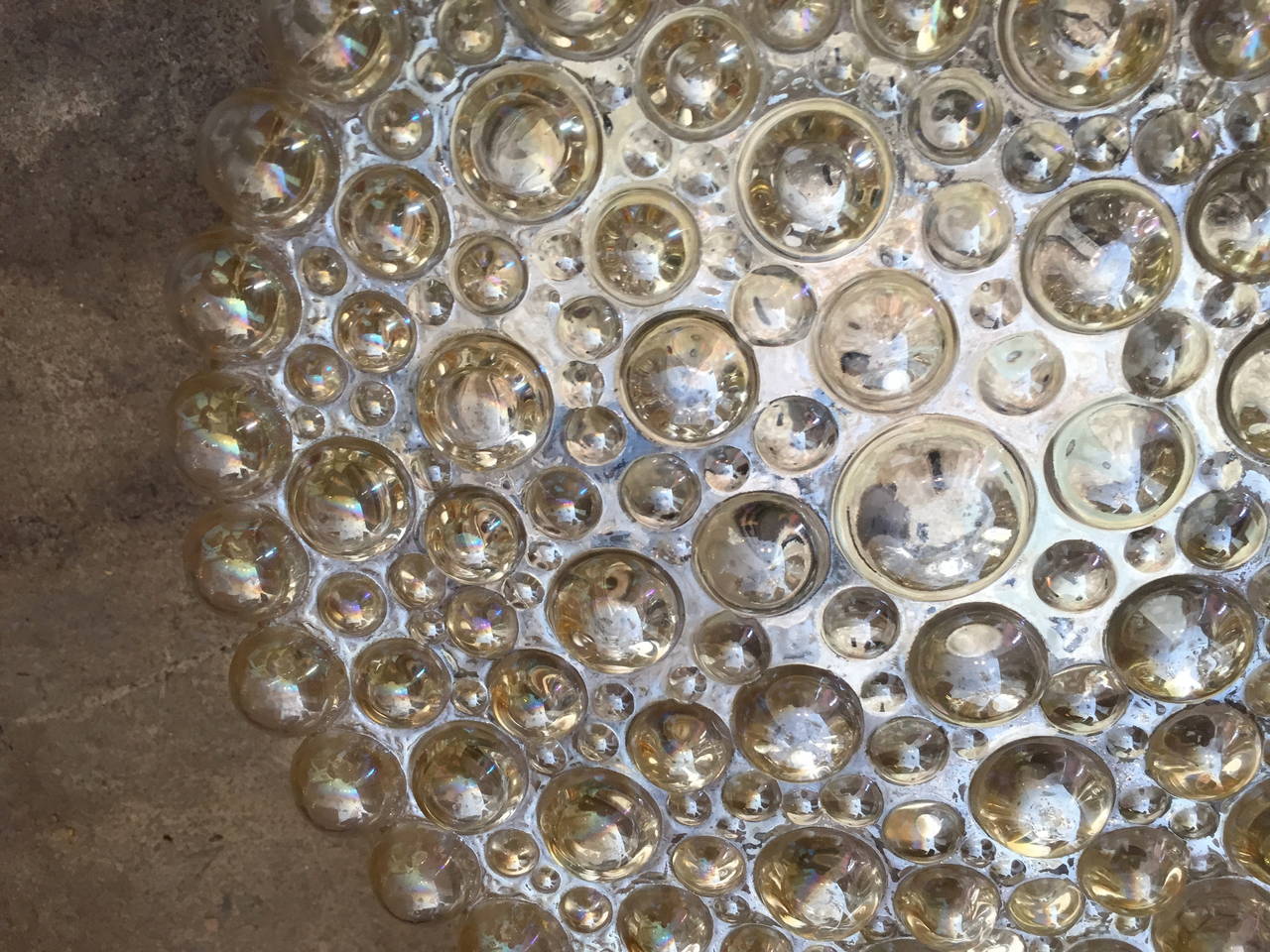 Brass Limburg Glass Amber Bubble Flush Light