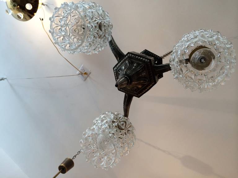 20th Century French Art Deco Silver Flush Ceiling Light