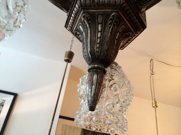 French Art Deco Silver Flush Ceiling Light 1