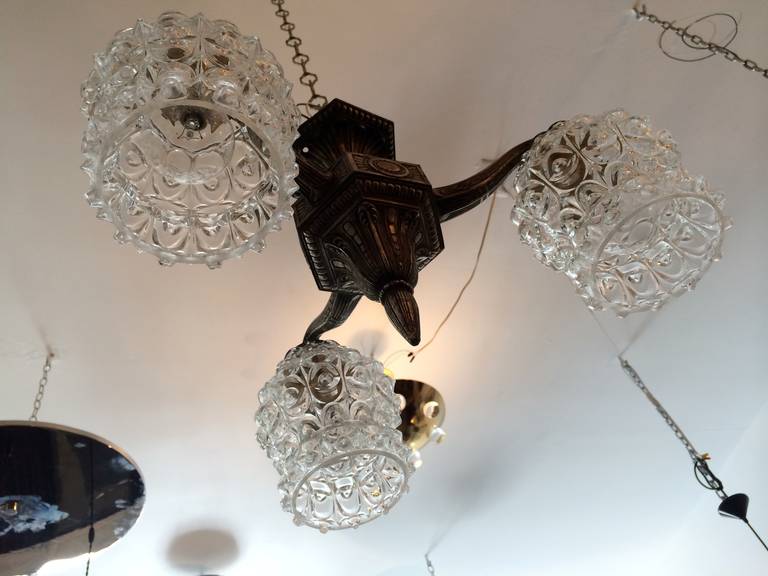 French Art Deco Silver Flush Ceiling Light 2