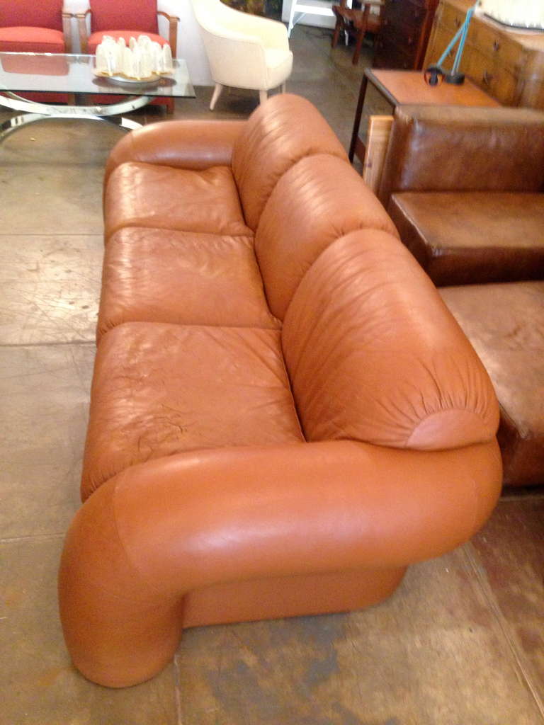 Mid-Century Modern Directional 70's Leather Sofa