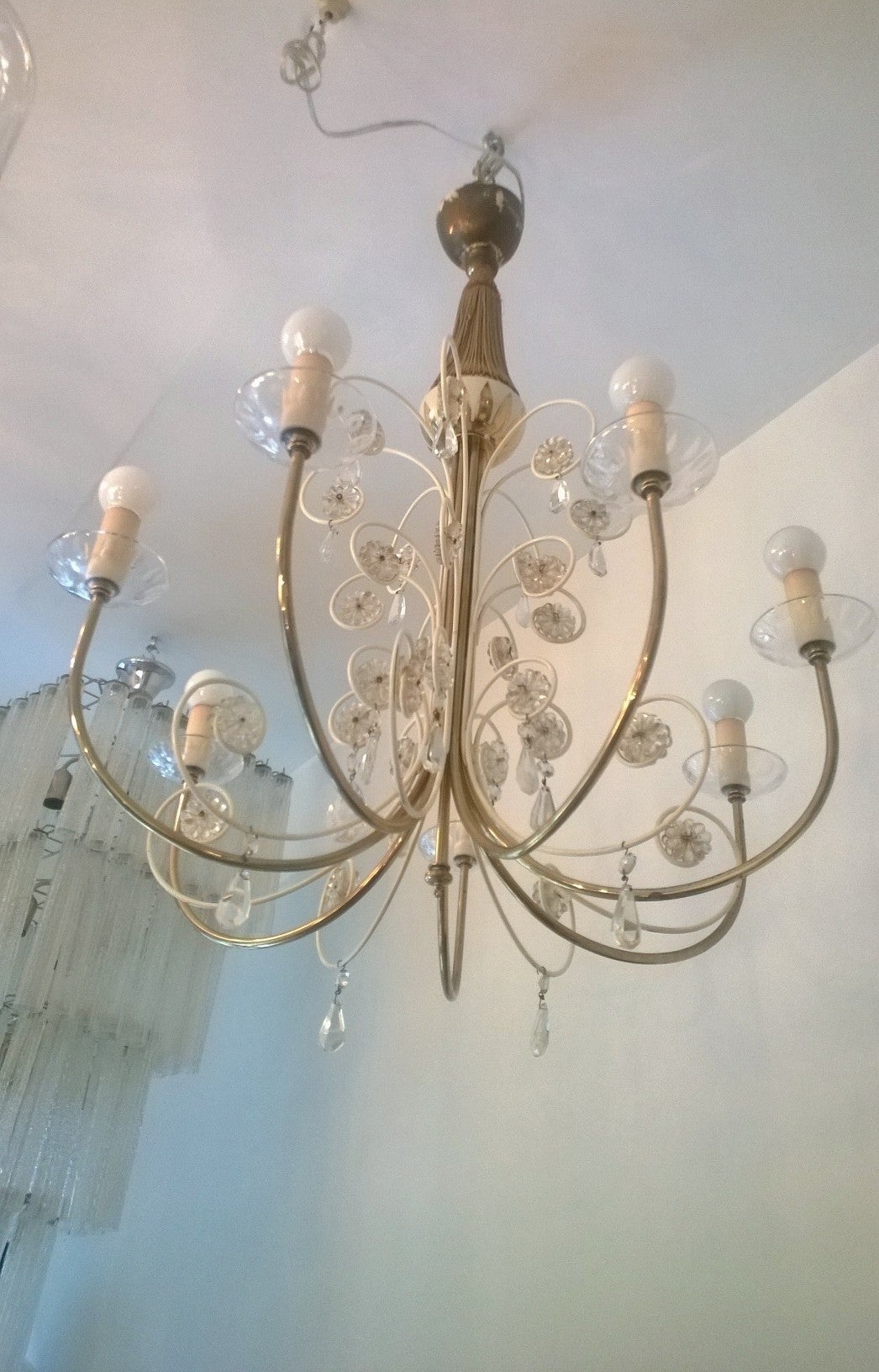 Stejnar Nickol Ausrian Crystal 1950s Chandelier In Excellent Condition In New York, NY
