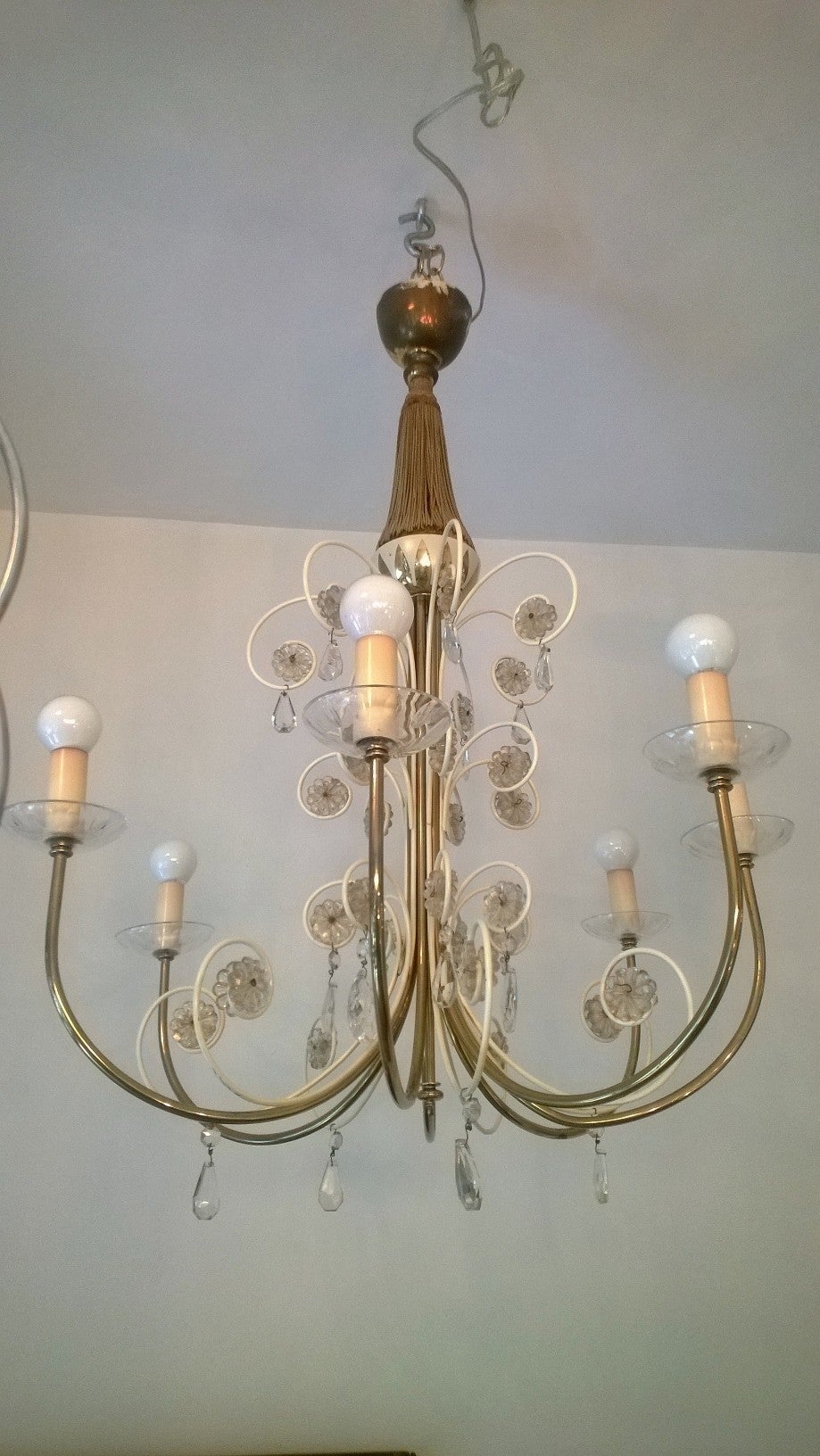 Mid-Century Modern Stejnar Nickol Ausrian Crystal 1950s Chandelier