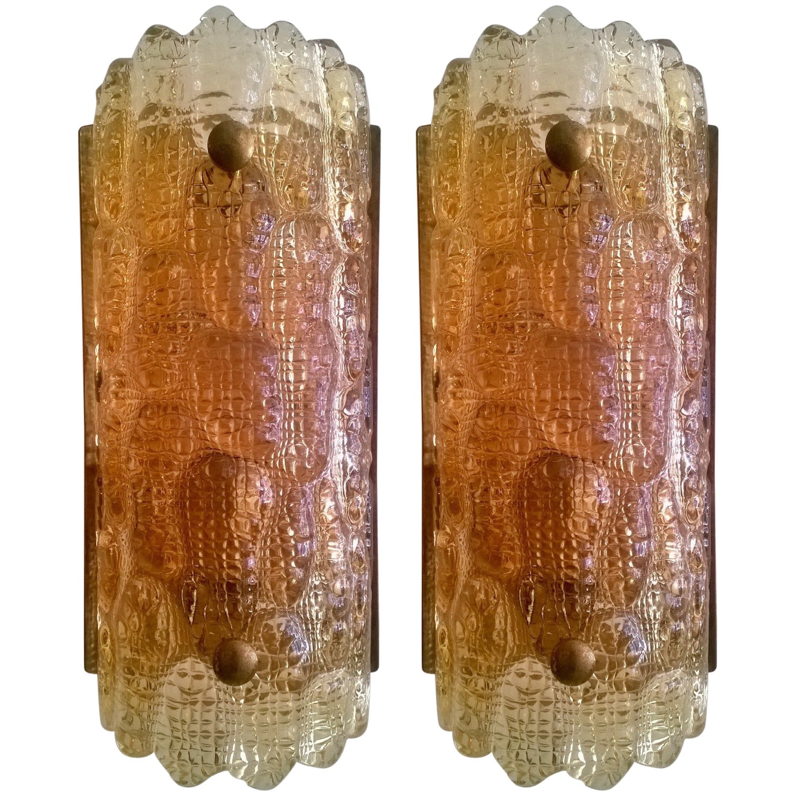 Pair of Swedish Orrefors Glass Sconces