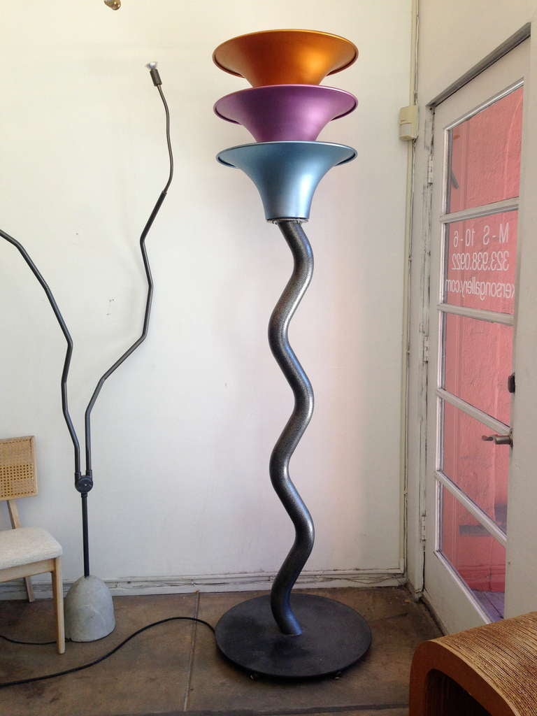A very large Memphis style floor lamp created for the Los Angeles Olympic village of 1984 by famed artist, Peter Shire.