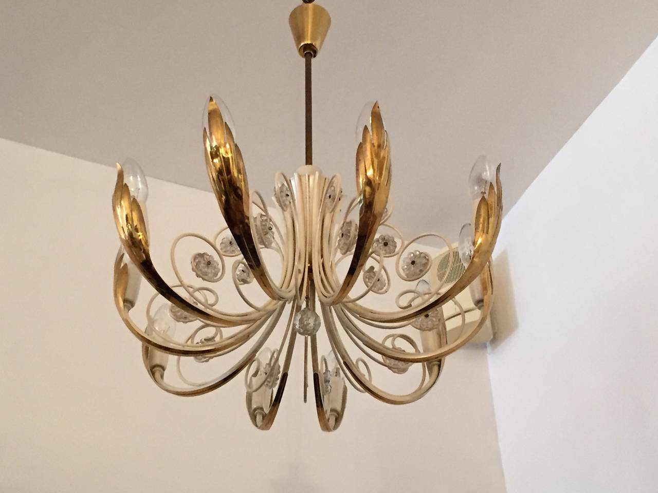 Brass Emil Stejnar Nikoll Austrian Crystal Chandelier