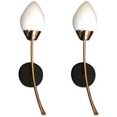 Pair of French Moderne Rose Gold Sconces 10