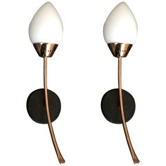 Pair of French Moderne Rose Gold Sconces