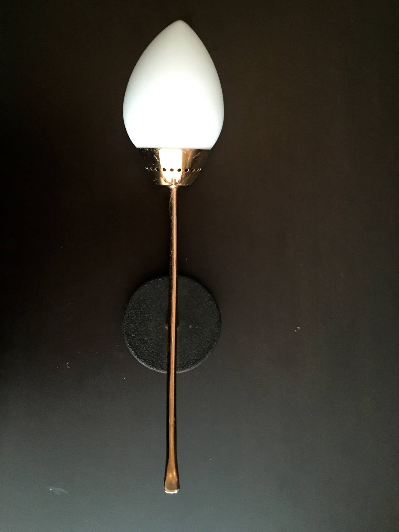 Mid-Century Modern Pair of French Moderne Rose Gold Sconces