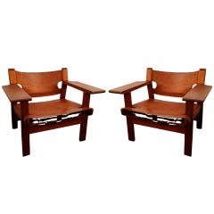 Pair of Borge Mogensen "Spanish" Lounge Chairs