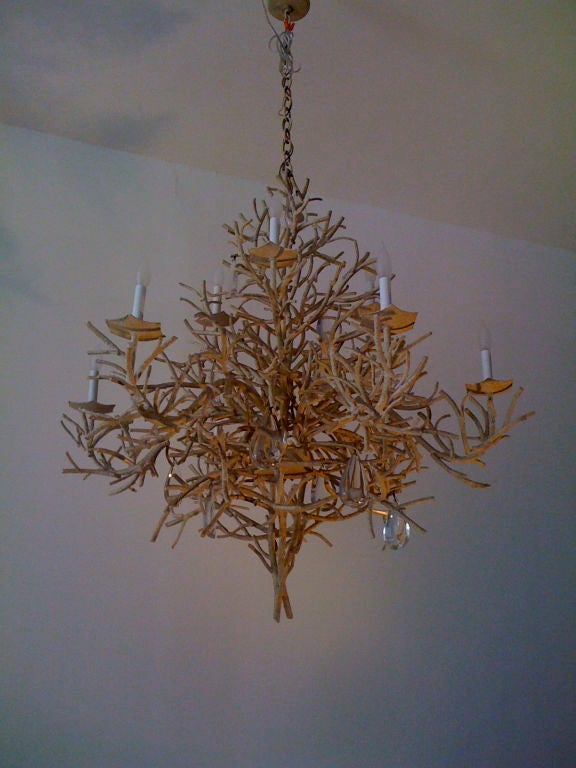A wonderful large hand made Bruce Eicher iron and crystal chandelier. Nine light sources.Sale price noted. Reg $8600