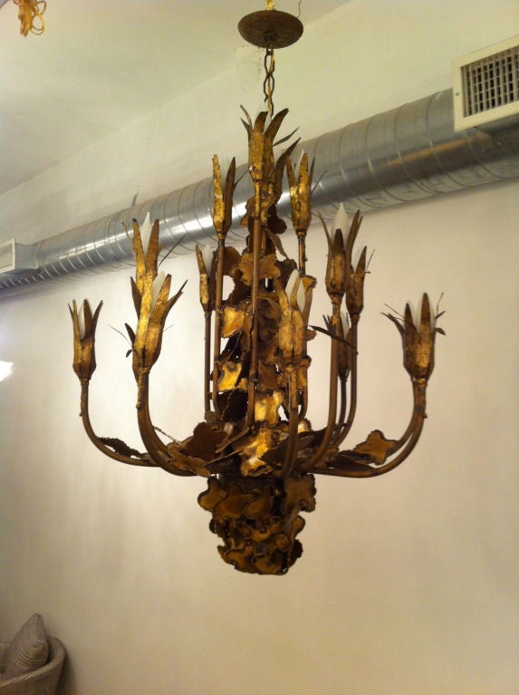 Mid-Century Modern Large Tom Greene Brutal Chandelier