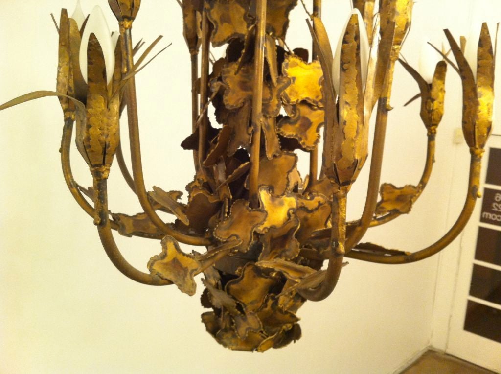 Mid-20th Century Large Tom Greene Brutal Chandelier