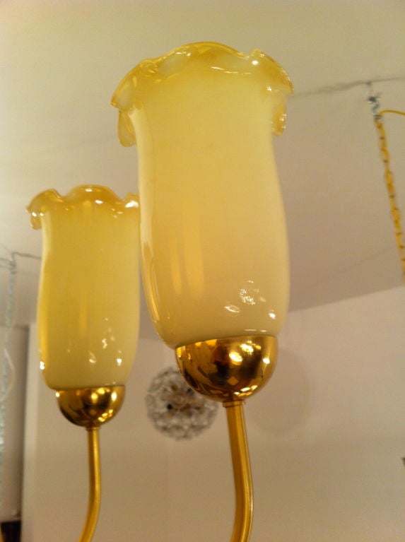 Mid-20th Century Austrian 1940s Golden Chandelier For Sale