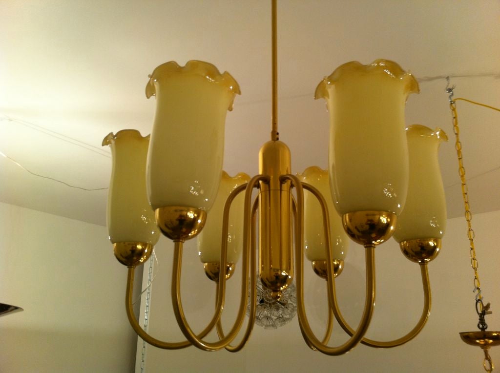 Austrian 1940s Golden Chandelier For Sale 2