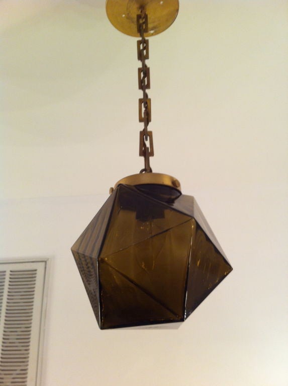 Pair of 60's Smoked Glass Pendants