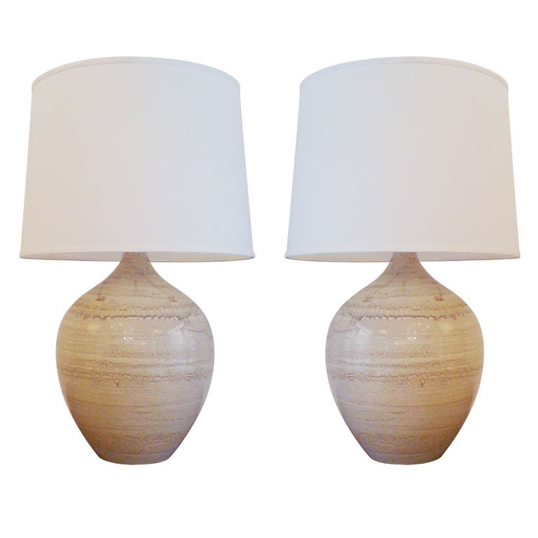 Pair of California Art Pottery Table Lamps