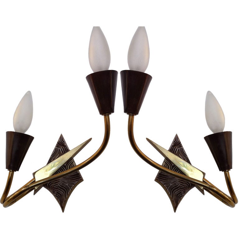 Pair of French 1970s Appliques or Sconces For Sale