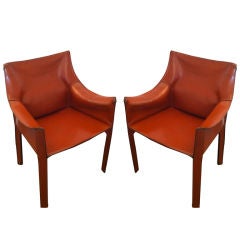 Pair of Mario Bellini Cab Arm Chairs
