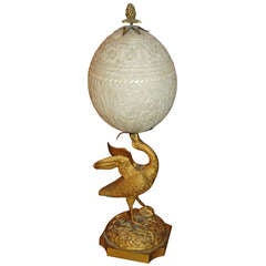 Exceptionally Carved Grand Tour Ostrich Egg