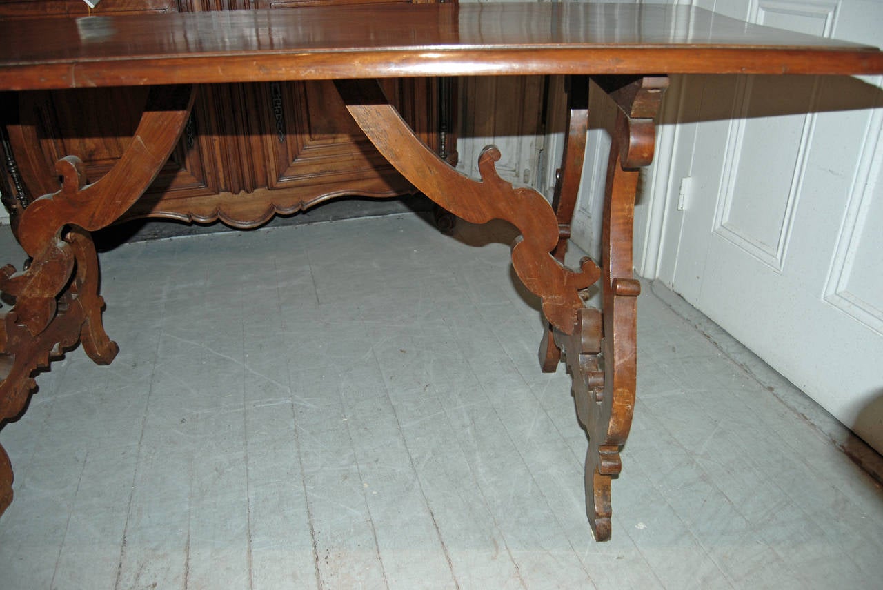 19th Century Italian Walnut Refectory Table For Sale